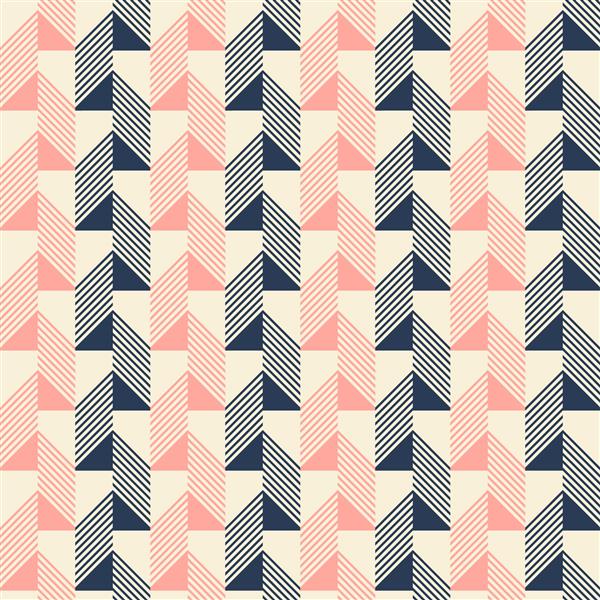 الگوی بدون درز انتزاعی در پالت رنگی دلپذیر کاشی های مستطیلی باریک با مثلث ها و خطوط مورب در داخل تصویر برداری برای پروژه های خلاقانه مختلف