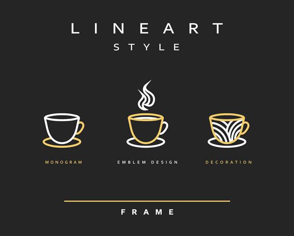 لیوان های نمادین طراحی هنری خط نشان بروشور زیبا برای رستوران و قهوه منوی طراحی