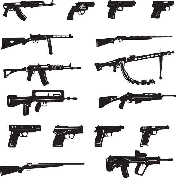 اسلحه سیاه و سفید نمادها - تصویر