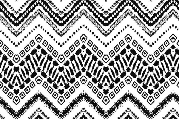 الگوی بدون درز نقاشی شده با دست تصویر برداری برای طراحی قبیله ای موتیف قومی خط زیگزاگ و راه راه رنگ های سیاه و سفید برای دعوت وب پارچه کاغذ دیواری کاغذ بسته بندی
