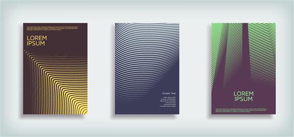 مجموعه طرح جلد مینیمال وکتور با خطوط انتزاعی شیب های نیم تن مدرن قالب مفهومی پوستر