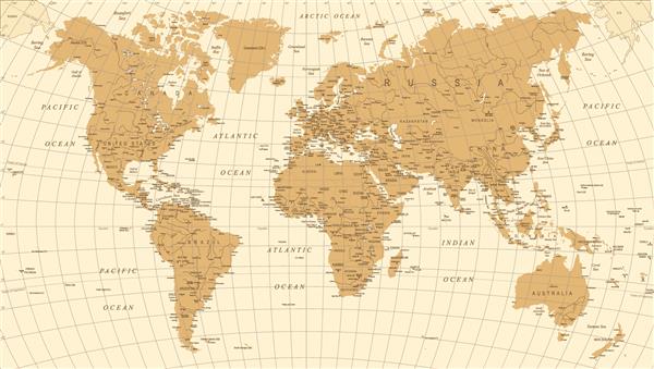 وکتور نقشه جهان تصویر دقیق از نقشه جهان