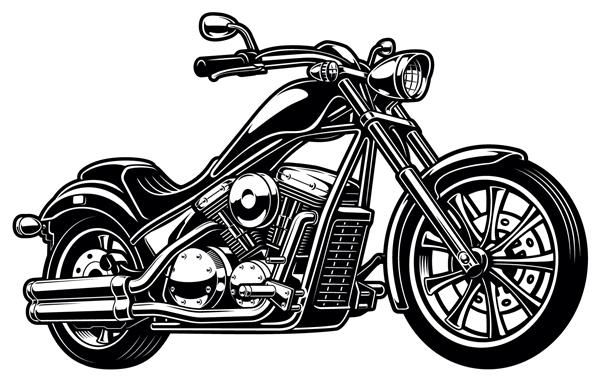 تصویر با موتور سیکلت تک رنگ قدیمی جدا شده نسخه در پس زمینه سفید