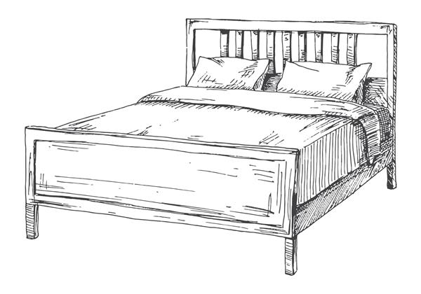 تخت دو نفره جدا شده در زمینه سفید تصویر برداری وکتور به سبک طرح