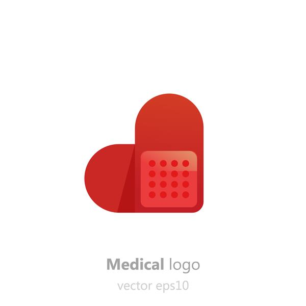 لوگوی مفهومی پزشکی چسب چسب به شکل قلب لوگوتایپ برای درمانگاه بیمارستان یا پزشک وکتور تصویر گرادیان تخت