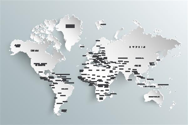 کاغذ نقشه جهان نقشه سیاسی جهان در پس زمینه خاکستری کشورها