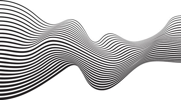 طراحی موج پس زمینه انتزاعی هنر نوری سیاه و سفید