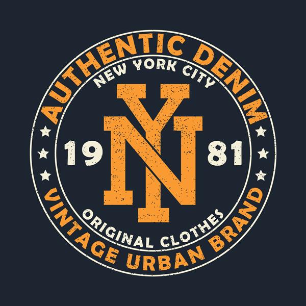 جین معتبر نیویورک گرافیک برند شهری قدیمی برای تی شرت طرح لباس اصلی با گرانج چاپ تایپوگرافی لباس یکپارچهسازی با سیستمعامل تصویر برداری