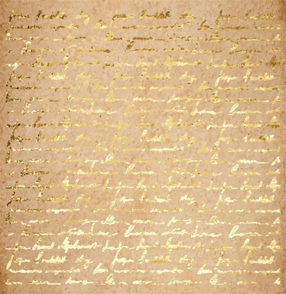 بافت کاغذ قدیمی قدیمی با نامه دست خط جوهر طلایی پس زمینه اشعار صفحه اسکرپ بوک به سبک ویکتوریایی تصویر برداری با دست کشیده شده است