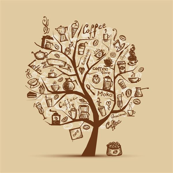 وقت قهوه درخت هنر برای طراحی شما