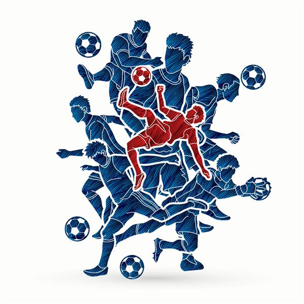 ترکیب تیم فوتبالیست با استفاده از وکتور گرافیکی براش گرانج طراحی شده است