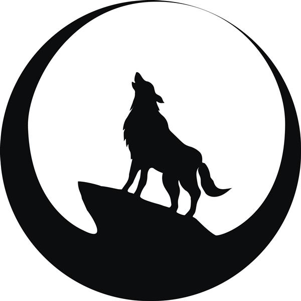 The Vector logo wolf برای طراحی تی شرت یا لباس های بیشتر پس زمینه گرگ به سبک شکار
