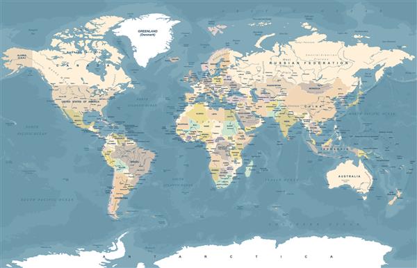 نقشه جهان به سبک قدیمی تصویر نقشه جهان با جزئیات بالا