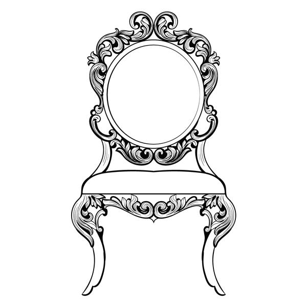 صندلی گرد سلطنتی باروک با تزئینات مجلل وکتور ساختار پیچیده لوکس فرانسوی دکوراسیون به سبک سلطنتی ویکتوریا