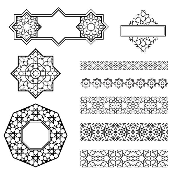هنر هندسی عربی مجموعه حاشیه ها و عناصر تزئینی