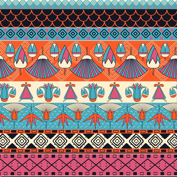 زیور آلات مصری الگوی بدون درز قبیله ای قابل استفاده برای پارچه ژاکت دعوت نامه بروشور کیف نوت بوک کارت پاکت پد پتو مبلمان بسته بندی