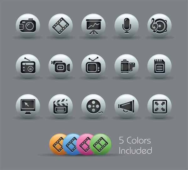 چند رسانه ای سری Pearly شامل 5 نسخه رنگی برای هر نماد در لایه های مختلف