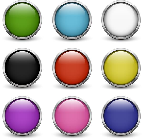 ست دکمه های شیشه ای رنگی با فریم فلزی و سایه