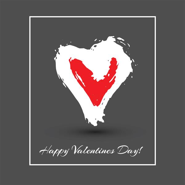 وکتور قلب آبرنگ کارت پستال تبریک روز ولنتاین جدا شده در پس زمینه خاکستری