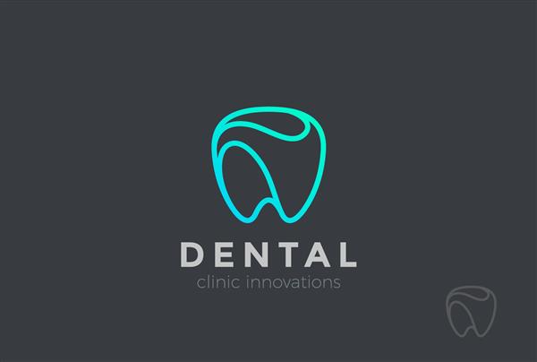 الگوی کلینیک دندانپزشکی وکتور طرح انتزاعی دندان سبک خطی نماد مفهوم لوگوتایپ دکتر دندانپزشک دندانپزشک