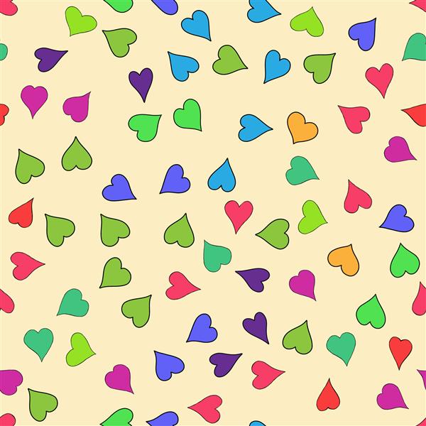 الگوی بدون درز قلب های ابله رنگی وکتور آشفته - برای روز ولنتاین