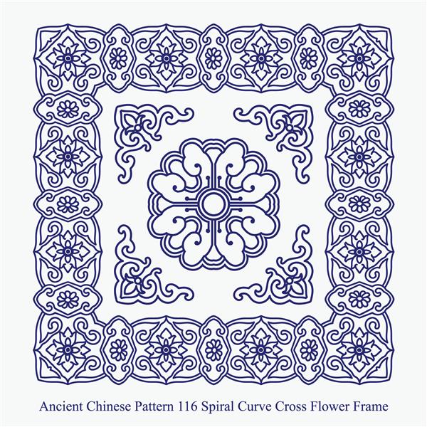 الگوی چینی باستانی قاب گل متقاطع منحنی مارپیچی