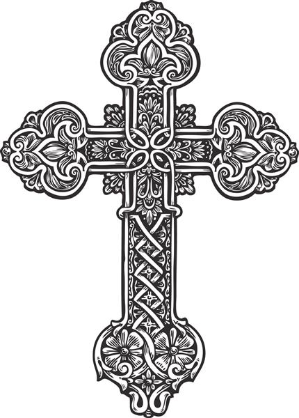 صلیب تزئین شده زیبا تصویر برداری طرح