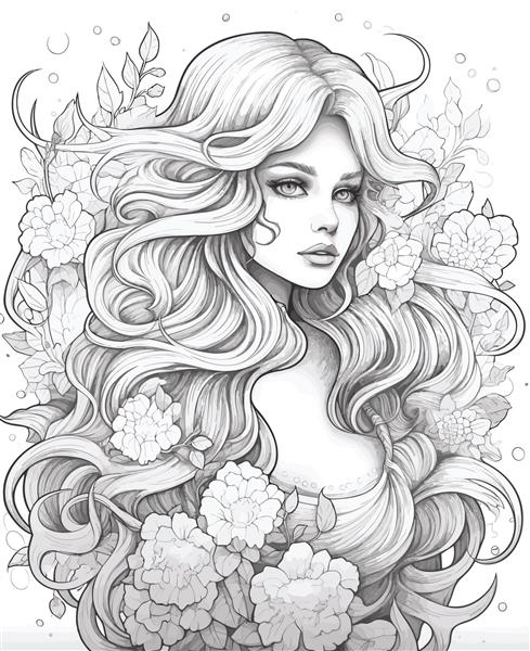 دختر زیبا با گل در مو
