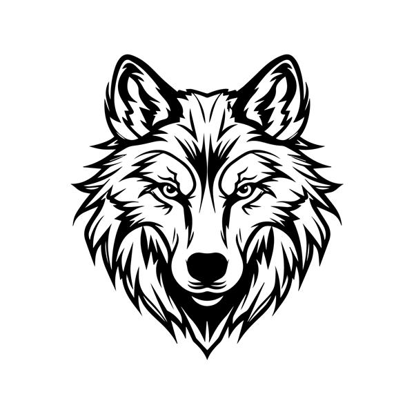 شبح گرگ جدا شده بر روی سفید حیوان وحشی آرم با گرگ جدا شده در پس زمینه سفید