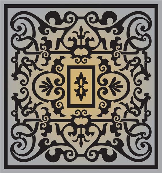 وکتور خاکستری مربع با تزئینات مشکی روم باستان الگوی اروپایی کلاسیک رومی کاشی