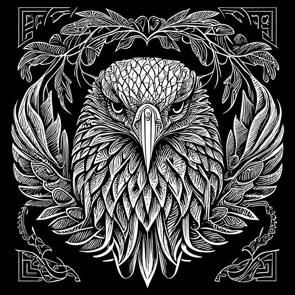 این تصویر سر خشن و باشکوه یک عقاب آمریکایی را با چشمان نافذ منقار تیز و پرهای دقیق به تصویر می‌کشد نماد قدرت و آزادی
