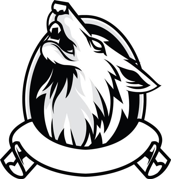 الگوی لوگوی طلسم گرگ وکتور سیاه و سفید برای تیم لوگوی ورزشی و ورزشی