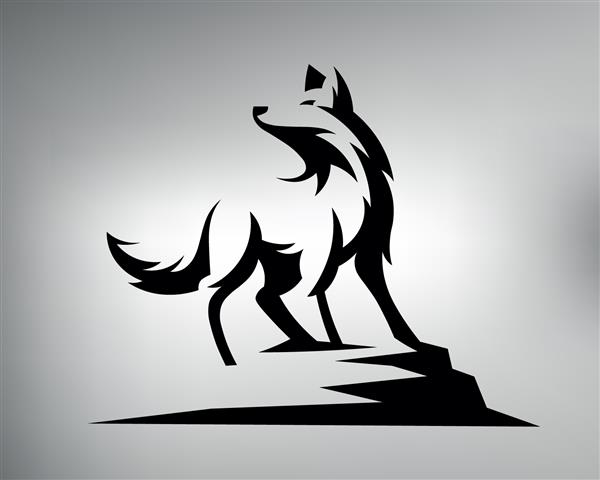 لوگوی گرگ طرحی از خالکوبی گرگ قبیله ای وکتور نقاشی شکارچی جنگل گرگ وحشی