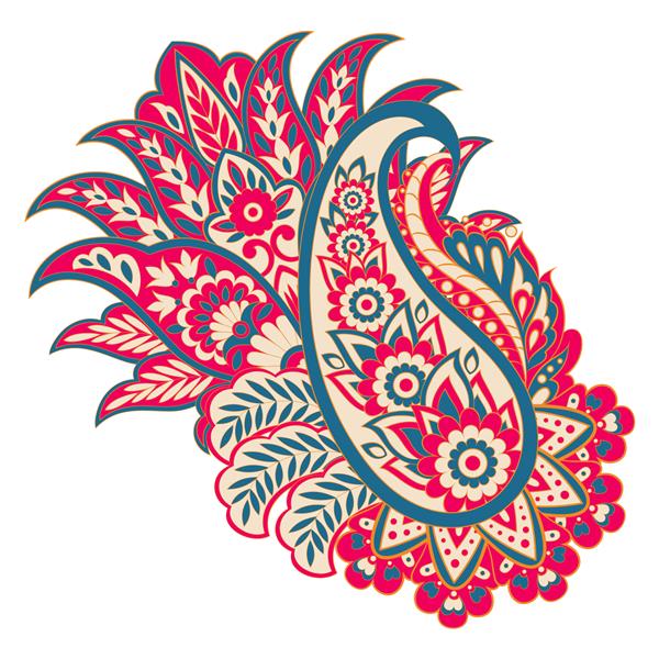 الگوی جدا شده بردار پیزلی تصویرسازی گل داماسک به سبک باتیک