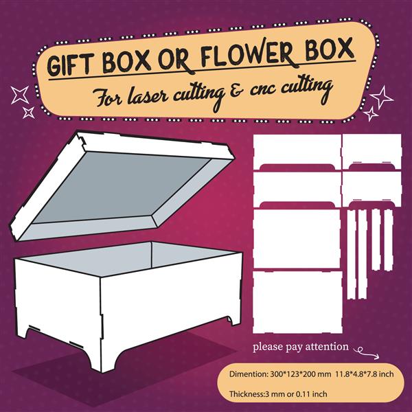 جعبه گل یا جعبه هدیه برای برش لیزر و برش cnc