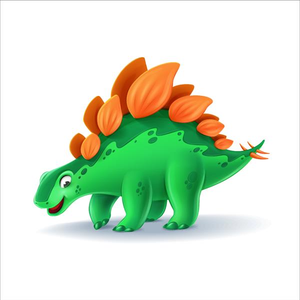 کارتون دایناسور stegosaurus جدا شده روی سفید