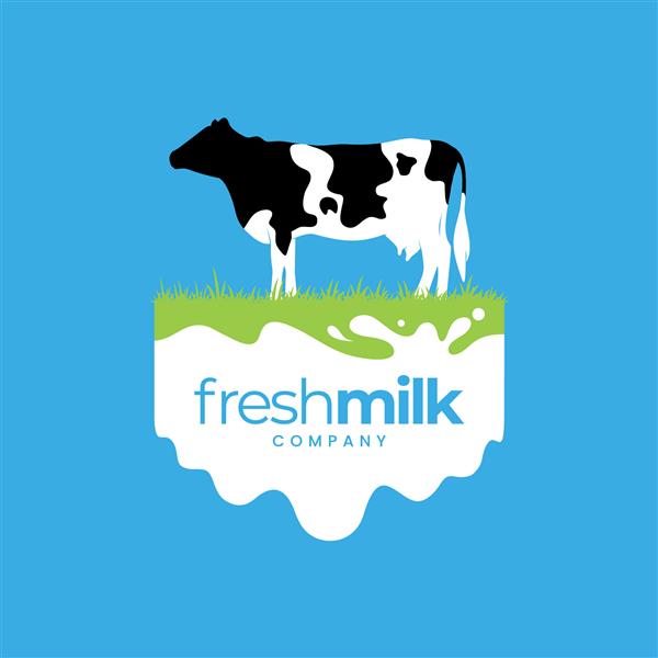 طراحی لوگوی قالب گاو علف شیری برای محصولات شیر تازه