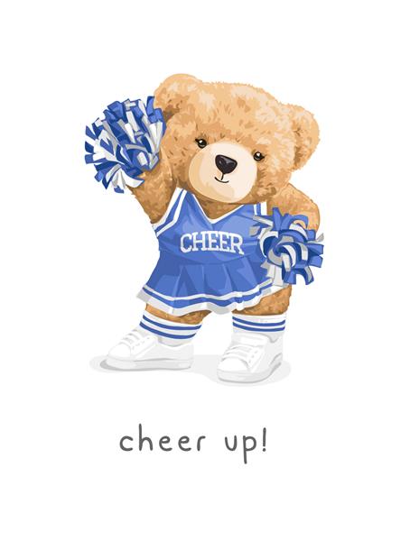 cheer up شعار با تصویر وکتور cheerleader عروسک خرس