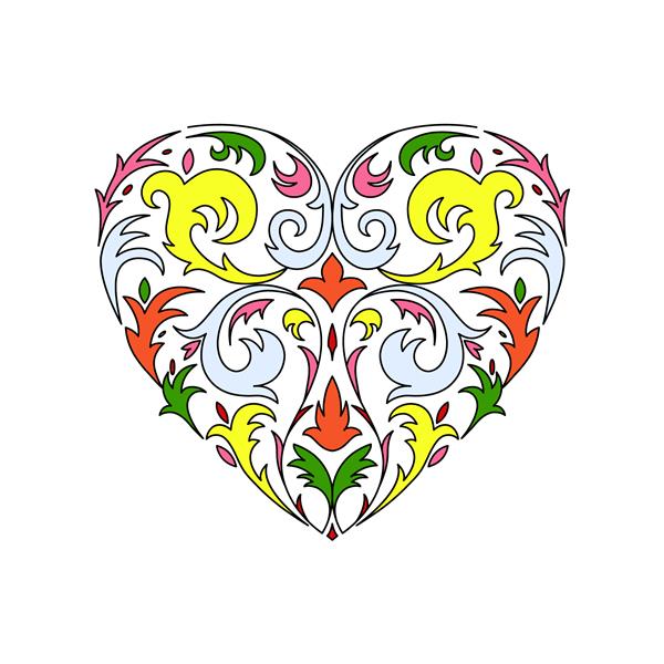 قلب توری انتزاعی روشن الگوی گلدار کانتور زیبا عنصر طراحی کارت عاشقانه یک ایده عالی برای تزئین مواد چاپی پارچه طراحی داخلی پروژه های اینترنتی و موارد دیگر