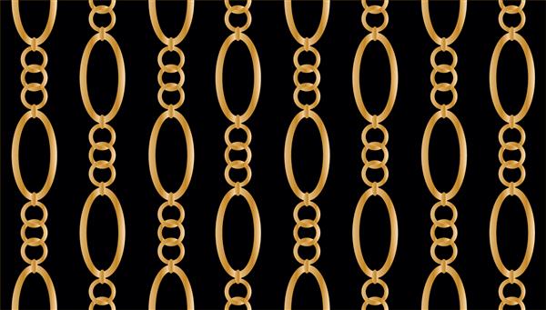 الگوی زنجیر طلایی بدون درز روی مشکی تصویر برداری