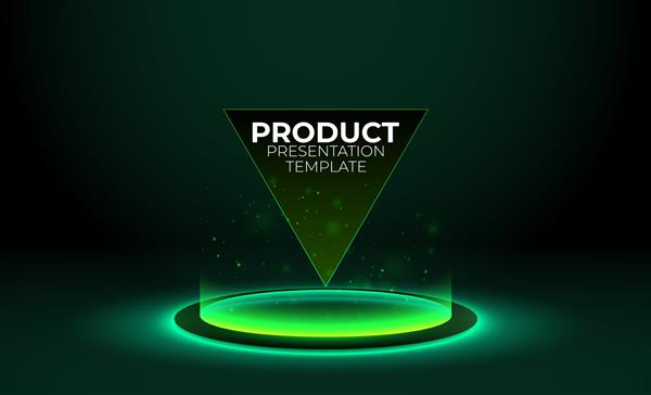 حلقه سبز درخشان روی زمین دایره سکو یا تله پورت قالب محصول آینده نگر برای لوازم جانبی بازی کامپیوتر پس زمینه انتزاعی پیشرفته برای محصول فناوری نمایش وکتور قابل ویرایش