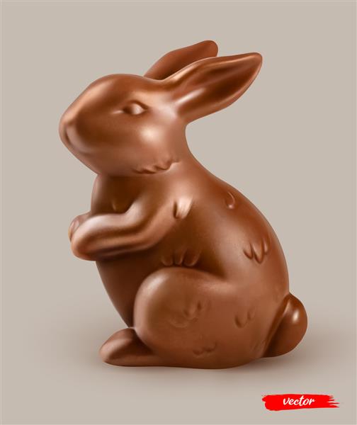 خرگوش عید پاک شکلاتی در زمینه بژ تصویر برداری واقعی از اسم حیوان دست اموز شکلاتی عید پاک کارت یا پوستر عید پاک