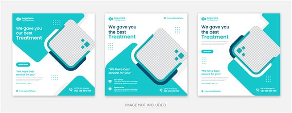 مجموعه طراحی قالب پست رسانه های اجتماعی پزشکی برای سلامت درمان وکتور بنر پزشک
