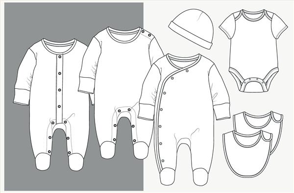 قالب طرح تخت لباس کودک جدا شده است مد کودک طرح لباس نوزاد دخترانه وکتور می توانید از آن به عنوان پایه در مجموعه خود استفاده کنید آن را به دلخواه رنگ آمیزی کنید و الگوی چاپ خود را قرار دهید