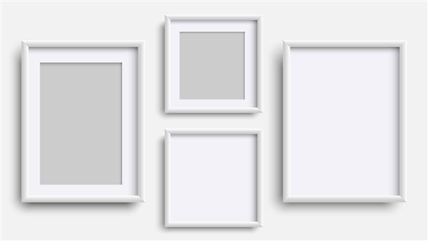قاب عکس جدا شده روی ماکت قاب های مربعی سفید واقعی مجموعه وکتور کادر خالی برای طرح شما الگوی وکتور برای عکس نقاشی پوستر حروف یا گالری عکس