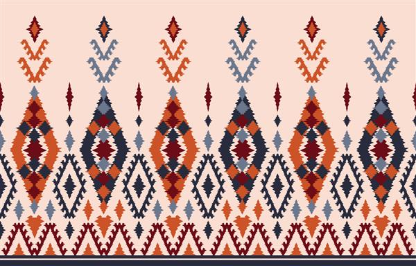هنر زیبای ikat انتزاعی قومی الگوی بدون درز به سبک قبیله ای گلدوزی عامیانه و مکزیکی چاپ زیورآلات هنر هندسی آزتک طراحی برای فرش کاغذ دیواری لباس بسته بندی پارچه جلد