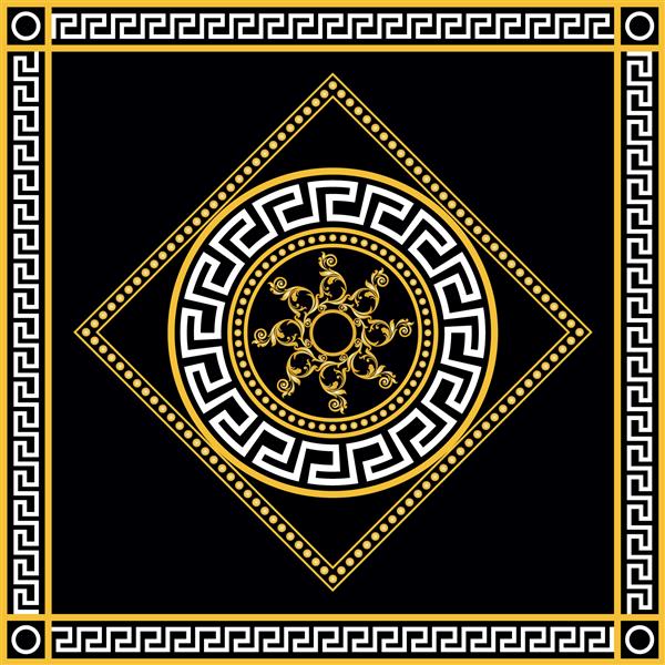 عنصر باروک طلایی با موتیف یونانی در زمینه سیاه تصویر EPS10