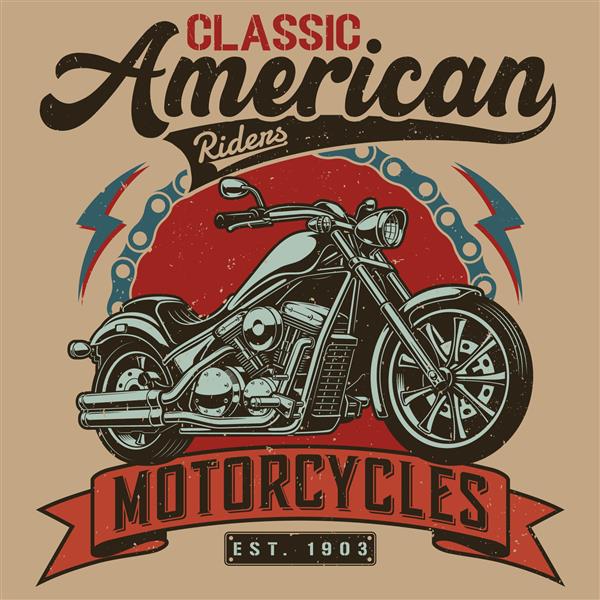 طراحی تی شرت موتور سیکلت - گرافیک موتور سیکلت قدیمی