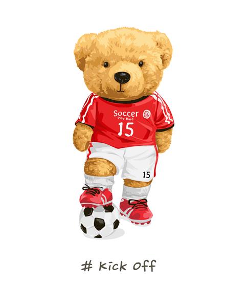 شروع شعار با عروسک خرس ناز در تصویر لباس فوتبالیست