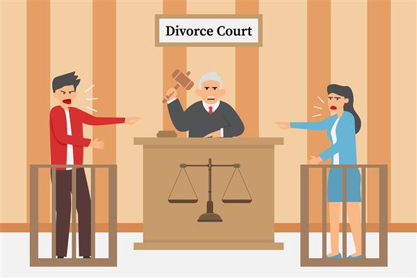 مشاجره زن و شوهر در دادگاه طلاق و فریاد زدن بر سر یکدیگر